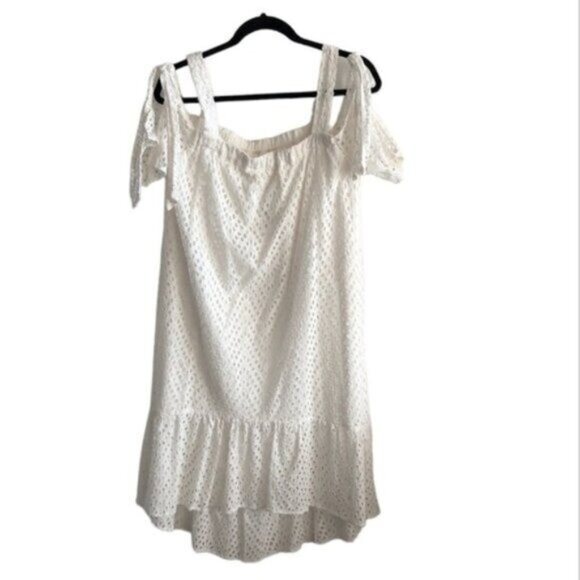 Hagel Eyelet Cold-Shoulder Swing Dress White Sz.10 - Picture 1 of 16